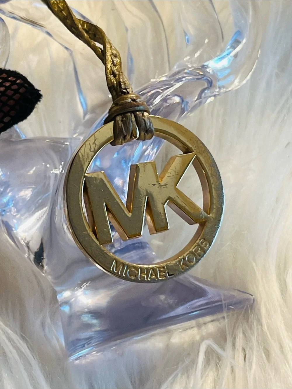 Michael Kors Gold and Brown MK Logo Hanging Charm